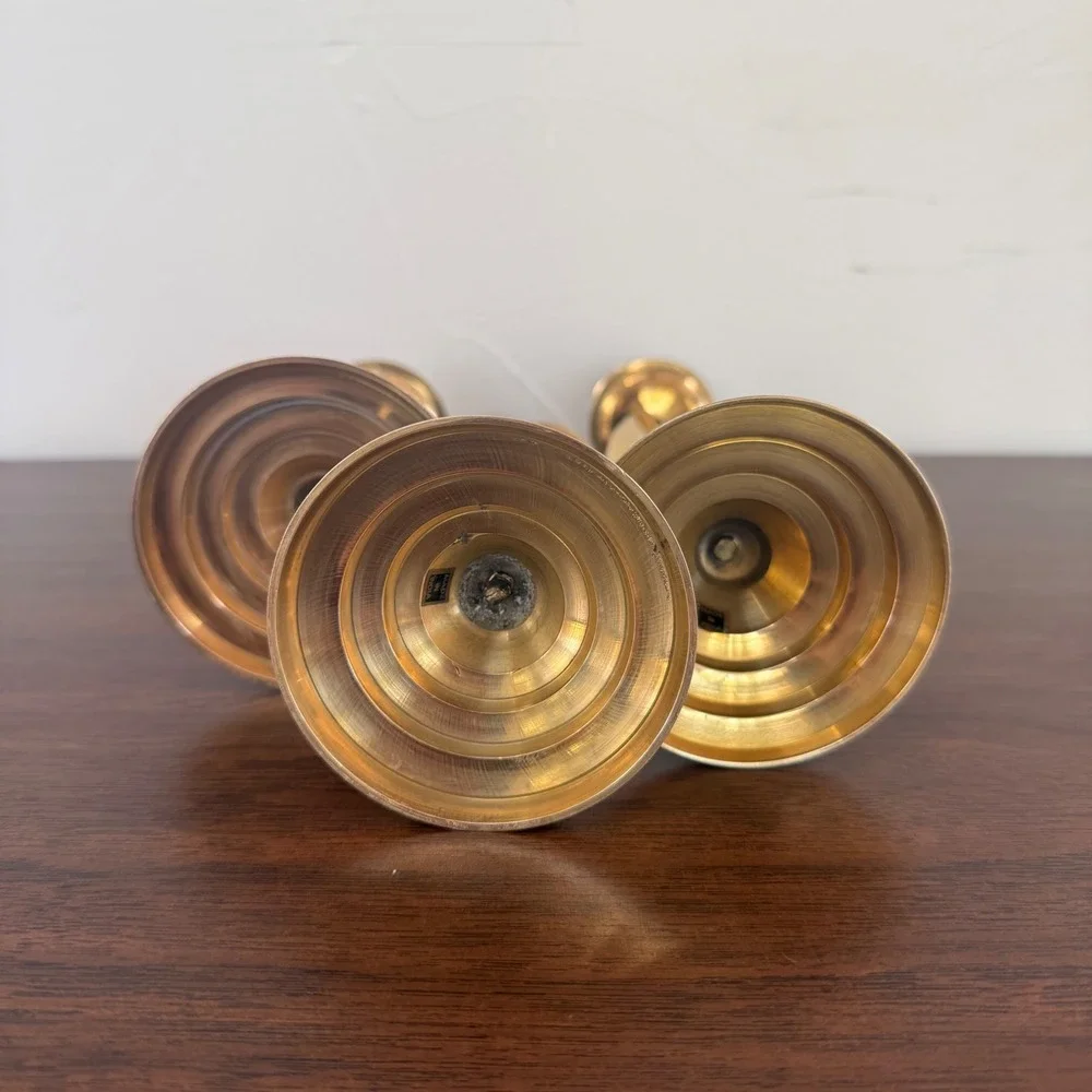 Vintage Brass Twisted Spiral Candlestick Holders Set of 3 MCM India